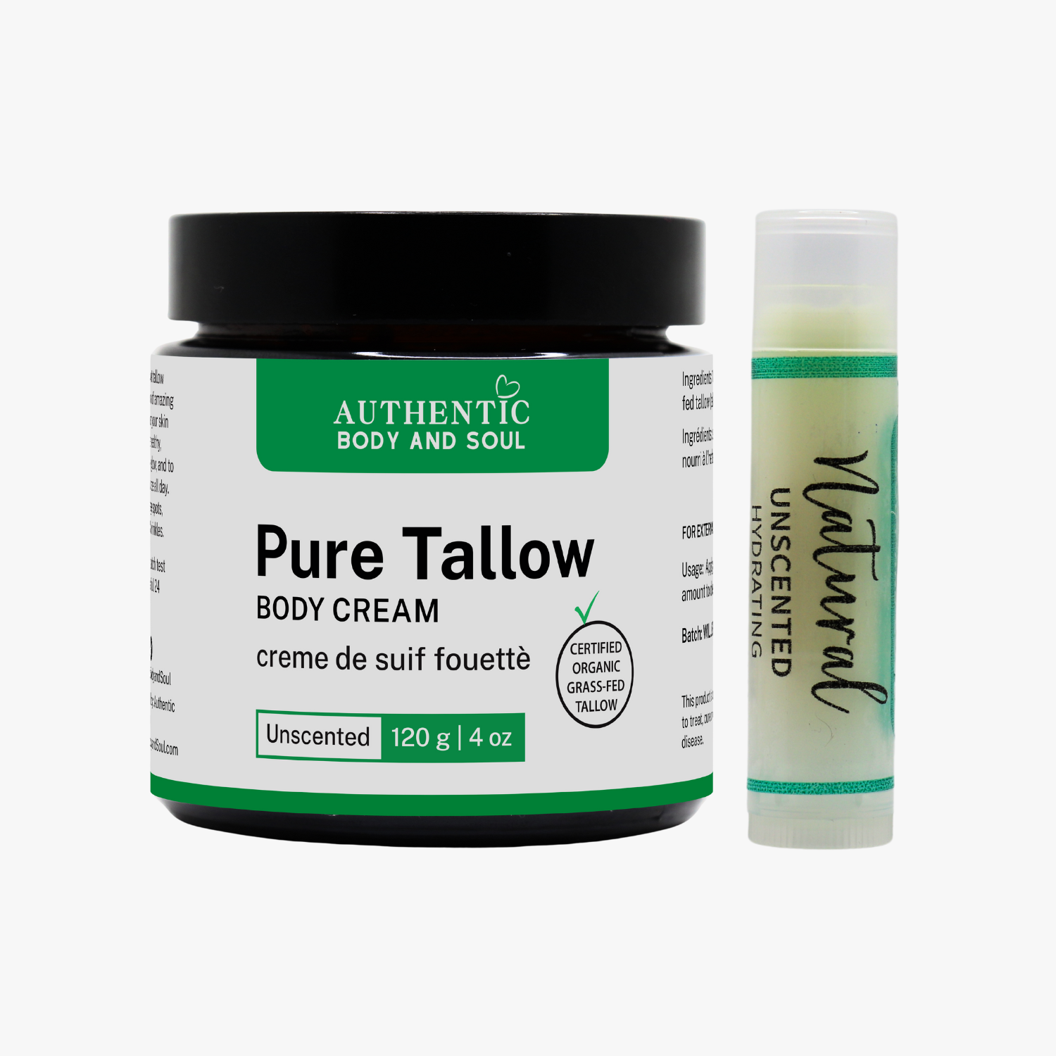 Pure Whipped Tallow Balm with Lip Balm– Organic Tallow